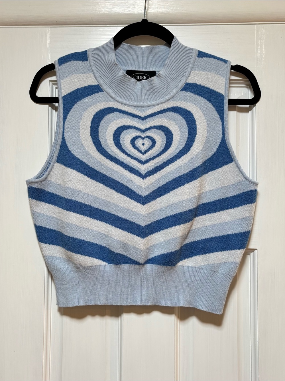 Cider Blue & White Heart Stripe Knit Top